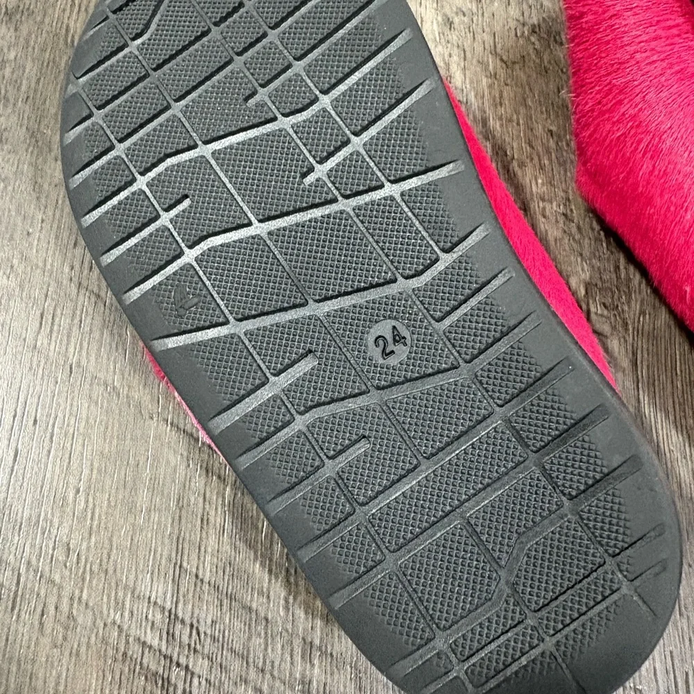 Marni Kids Bright Pink Furry Slip-On Slippers